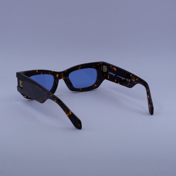 Off-White OERI147 BELLEVILLE 6045 Sunglasses Havana Cat Eye Frame, Blue Lenses - Picture 6 of 10